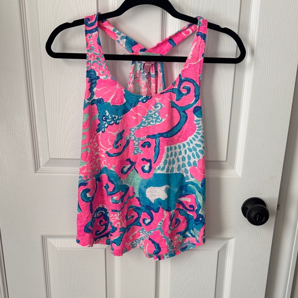 Lilly Pulitzer Pink and Blue Patterned Tank Top